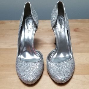 PARADOX LONDON PINK | SILVER GLITTER PUMPS, 9.5